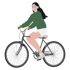 Obraz premium Elegant woman bicycle illustration cycling vector