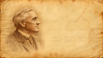 Naklejka premium Sepia Portrait of Elderly Man in Profile