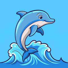 Obraz premium Fishing and Wildlife Vector: Leaping Fish in River Scene