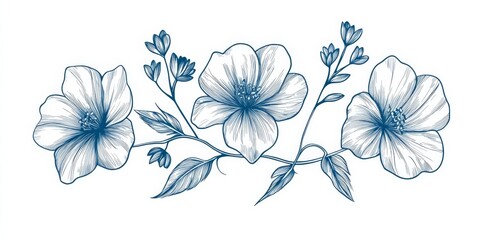 Obraz premium A current artwork featuring a frame composed of linen flowers on a black and white canvas