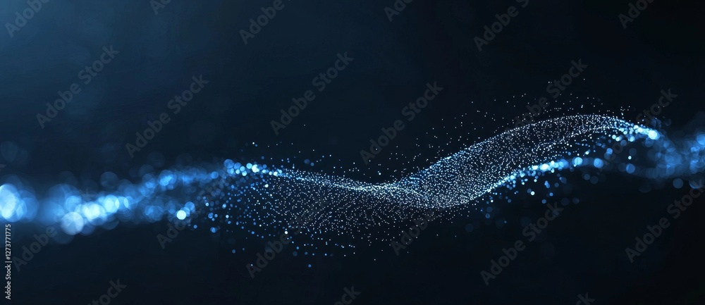 Wall mural abstract lines and dots on a dark background, illustrating the concept of connection or big data