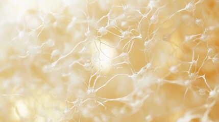 A close-up of amyloid plaques in the brain, featuring deposits surrounding nerve cells. Featuring Alzheimer's disease research