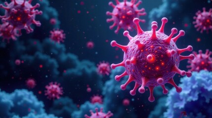 Microscopic View of a Viral Particle Cluster, Revealing Intricate Surface Structures and Potential for Cellular Infection
