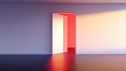 Ajar Doorway Reveals Warm Light in Minimalist Room
