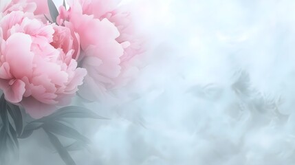 Soft and Lush Pink Peonies in Ethereal Watercolor Painted Bloom on Pristine White Backdrop  Delicate romantic floral arrangement with vibrant soothing colors and natural serene ambiance