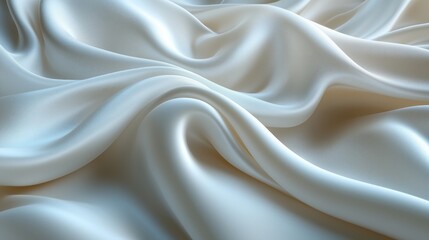 Obraz premium Elegant white silk fabric with soft flowing folds, creating a luxurious and minimalistic background texture.