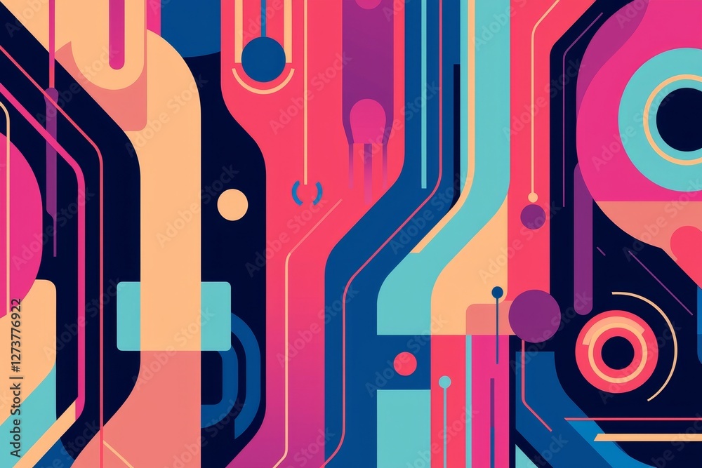 Poster computer motherboard background featuring a circuit board with electronic components. an electronic 
