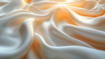 Fototapeta premium Soft flowing silk fabric with gentle folds and warm lighting, creating a luxurious and elegant background texture.