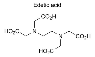 Chemical structure of edetic acid, drug substance