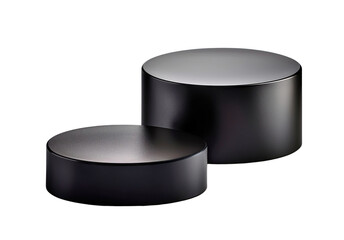 PNG Black podium isolated.  Empty product presentation pedestal display stand.
