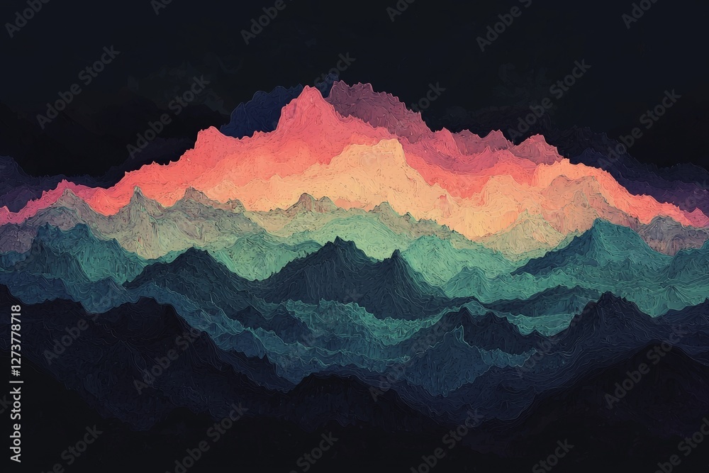 Poster dynamic visual flow is generated through the use of a colorful abstract wave pattern