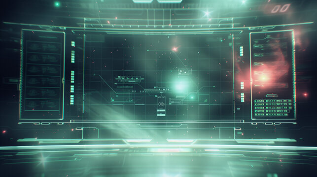 Spaceship HUD, Holographic Data Readout, AI Generated