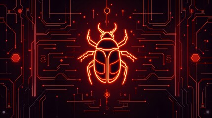 Eliminating Threats: 3D Bug with Cross Mark Highlights Cybersecurity Measures