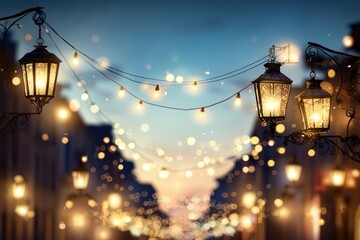 Obraz premium Jerusalem's Old City is illustrated at night in a gothic manner, featuring shadows that creep along old walls and lanterns that glow in the narrow streets
