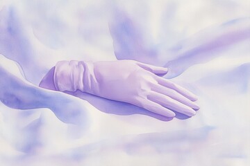 Fototapeta premium Elegant Gloves Resting on Soft Satin Fabric in a Delicate and Serene Setting