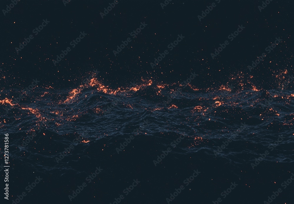 Poster blue and orange waves in motion generate a dynamic and captivating visual experience