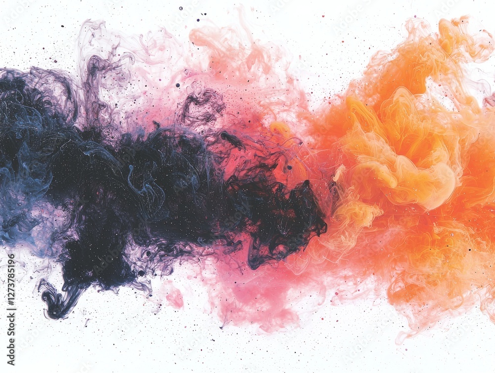 Poster vibrant colors forming abstract smoke patterns create a dynamic visual effect