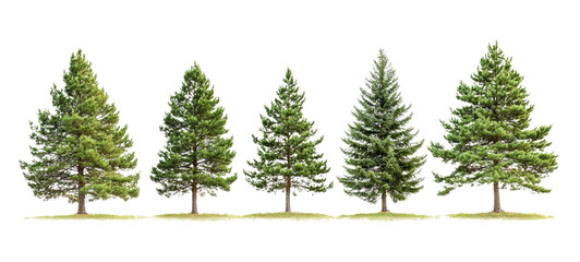 set of fir trees isolated