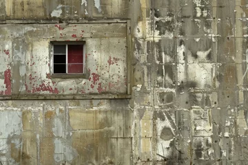 Fototapete Photo of White rotten wall of old abandoned industrial building. Texture for background usage © Viktor