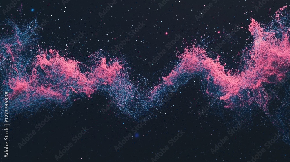 Poster a digital backdrop composed of points and lines in an abstract form, featuring a glowing plexus, rep