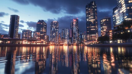 Fototapeta premium Ultra-Detailed Melbourne Skyline at Night, Australia