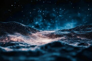 Fototapeta premium The big data visualization concept is illustrated by an abstract technology background filled with bright glowing lines, produced through 3D rendering