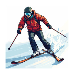 Obraz premium Cross-country skiing vector illustration. Winter sports concept. Vector illustration