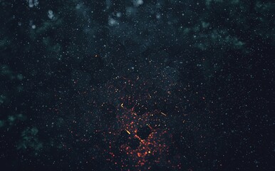 A simple yet technical design is formed by glowing yellow hexagons on a black background