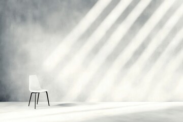Minimalist empty chair in sunlit room