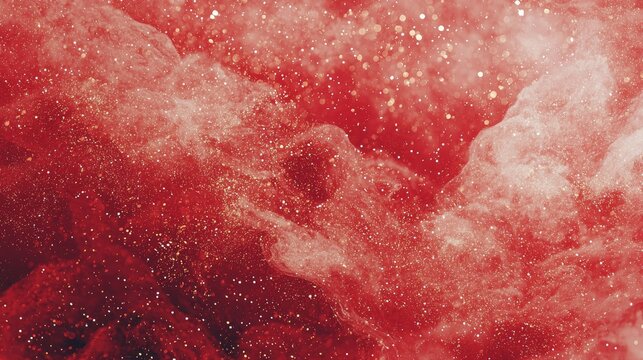 The presence of shimmering details in abstract red waves results in a dynamic visual texture