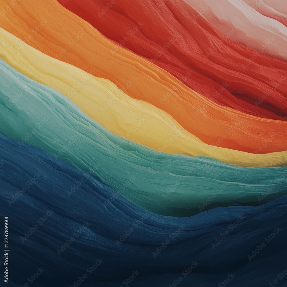 Poster a dynamic visual effect is created by a vibrant array of colors that forms an arching shape against 
