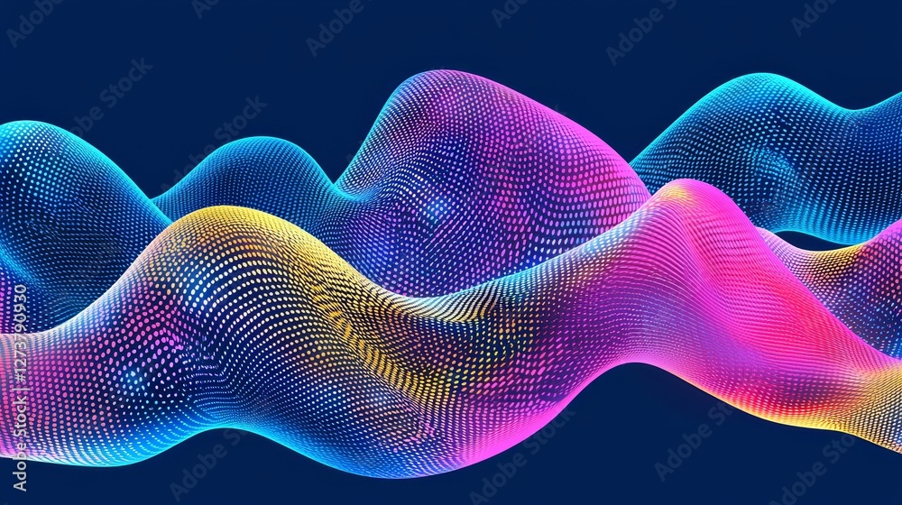 Poster illustration of big data technology and data science. concept of data flow. querying, analyzing, and