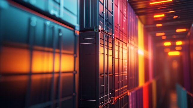 3D Rising Bar Graph with Shipping Containers - High Detail - Powered by Adobe