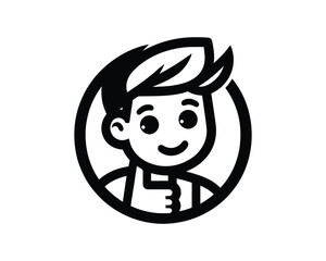 cartoon boy face logo