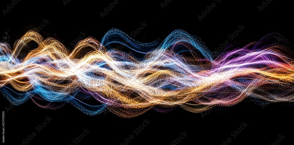 Wall mural stock creates abstract images of light trails and speed in urban environments using long exposure te