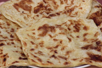 A close-up of the traditional moroccan flatbread known as msemmen