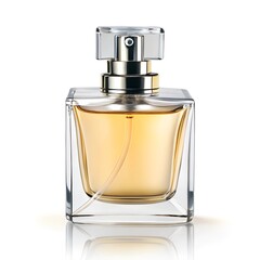 Bottle of perfume in air isolated on white
