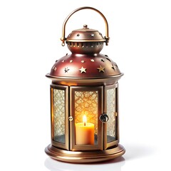 Ramadan and Eid al fitr concept Fanous, Vintage Lamp isolated on white
