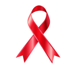 A red ribbon with a white background