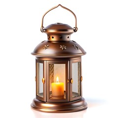 Ramadan and Eid al fitr concept Fanous, Vintage Lamp isolated on white
