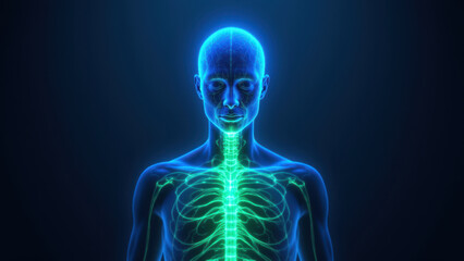 Vagus Nerve Stimulation, Human Brain, Medical Illustration.