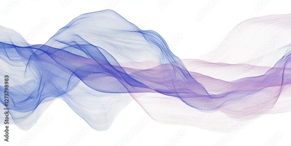 Poster a transparent background features a cyclical wave design composed of multicolored lines and dots, sy