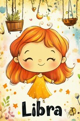 Illustration of a character representing the zodiac sign Libra, symbolizing balance, harmony, and justice. The design features iconic Libra elements in a stylized form.