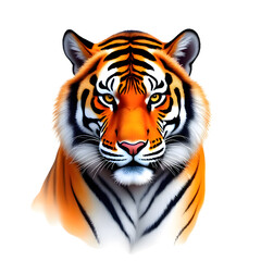 Fototapeta premium Majestic Bengal Tiger Portrait Powerful Wild Cat Headshot Orange Fur Black Stripes