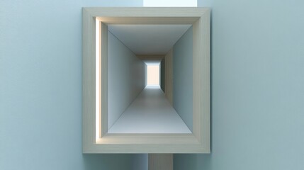 Abstract Geometric Tunnel Perspective with White Walls and Light Architecture Design