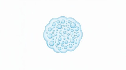 Light Blue Watercolor Circle Design Element with Bubble Pattern on White Background