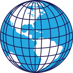 Simple, detailed world globe graphic for global, educational use.