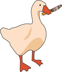 Funny Goose Holding a Knife - Hilarious Cartoon Illustration