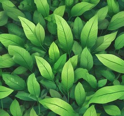 Obraz premium Illlustration of green environment with fresh leaves.