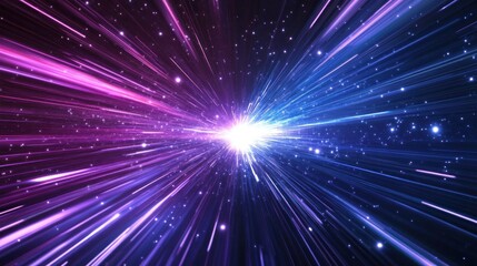 Fototapeta premium Cosmic speed, light trails, stars, space travel